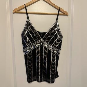 Express XS Sequin knit tank. Black & silver. Soft comfy knit